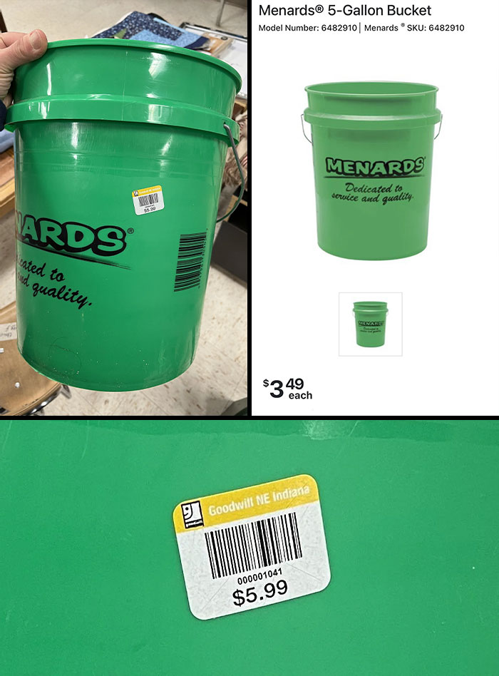 Goodwill Charging $5.99 For A Bucket That Retails For $3.59