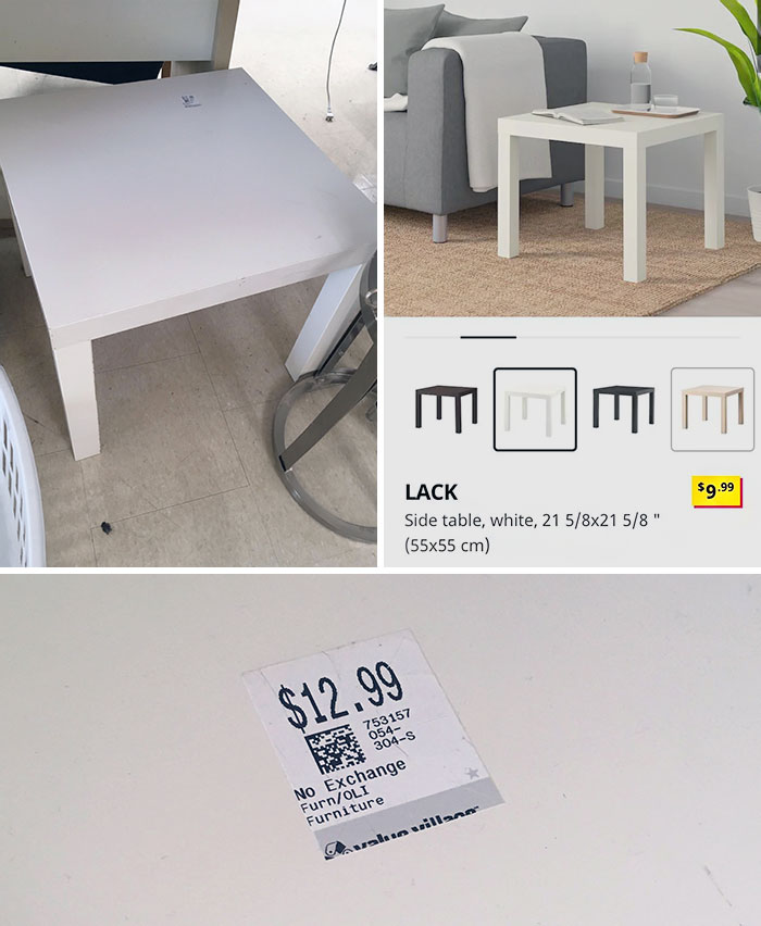 A Side Table Selling At A Second-Hand Store For More Than Its Retail Price