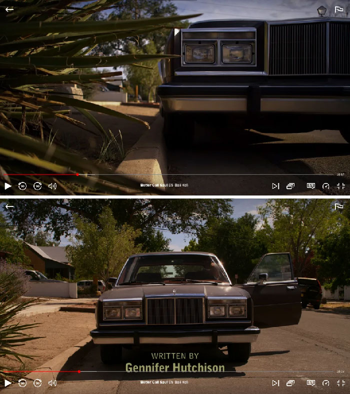In Better Call Saul S2 E6, Mike Parks Really Close To The Sidewalk, But Seconds Later He Exits The Vehicle And Its Much Further From The Sidewalk Than Before