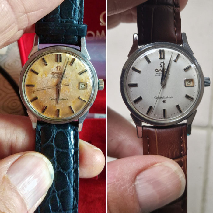 1968 Omega Constellation Auto Chronograph Of My Late Father's Before And After Service And Dial Restoration