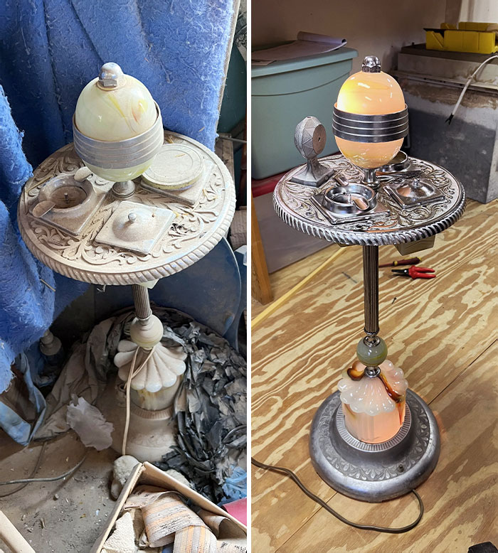 I Restored This 1930's Smoking Stand I Found. The Only Thing I'm Still Working On Is The Electric Lighter