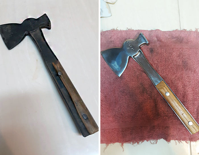 Restored My Grandfather's Carpenter's Hatchet Last Year (It's Between 75-100 Years Old). Not Too Bad For A High Schooler If I Do Say So Myself 