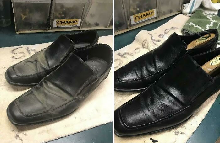 I Knew I Was Going To Have A Slow Day At Work So I Decided To Try To Restore My Dad’s Old Dress Shoes