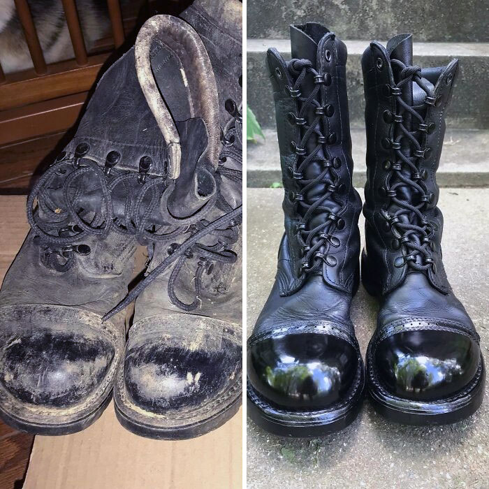 Before And After Of Some Corcoran Jump Boots That I Refurbished