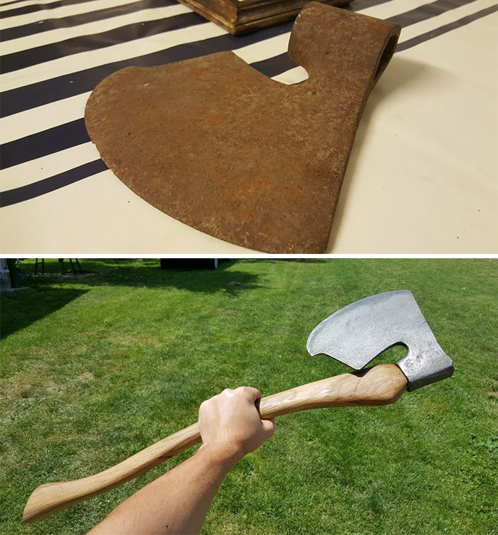 Big Beautiful Bearded Hewing Axe Brought Back To Life