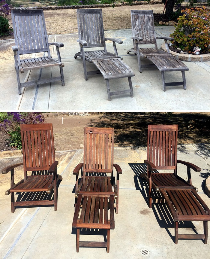 Thrifted And Refinished A Set Of Teak Lounge Chairs