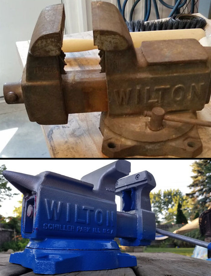 My Husband And I Restored This Old Vice. He Made It Work And I Made It Pretty