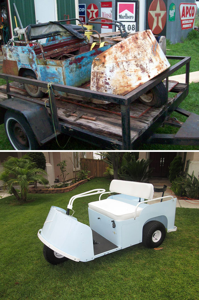 My Buddy Restored A 1955 Cushman Golf Cart. He Says There Are Only 2 Of These Models Left In Existence And The Other One Is In A Museum
