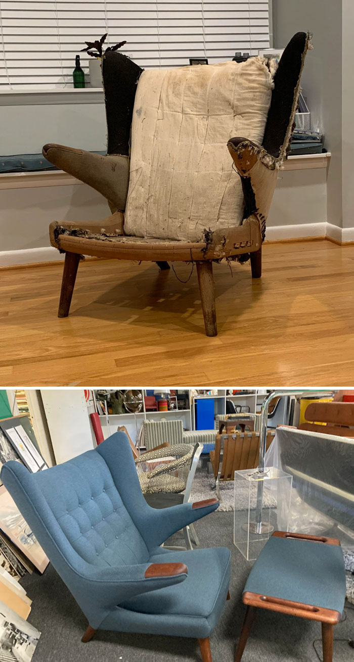 Fully Restored Papa Bear Chair - Before And After Photos