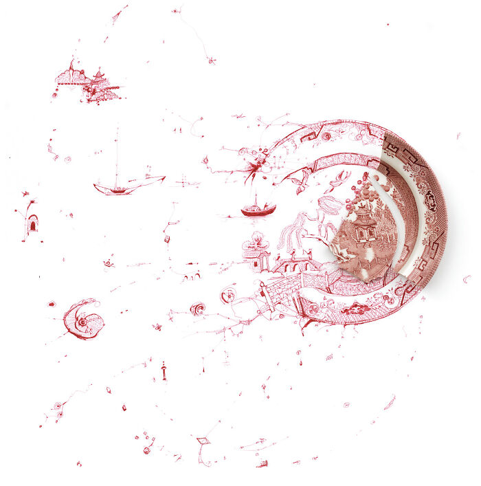 This Artist Is Rebuilding Broken Plates With His Incredible Drawings