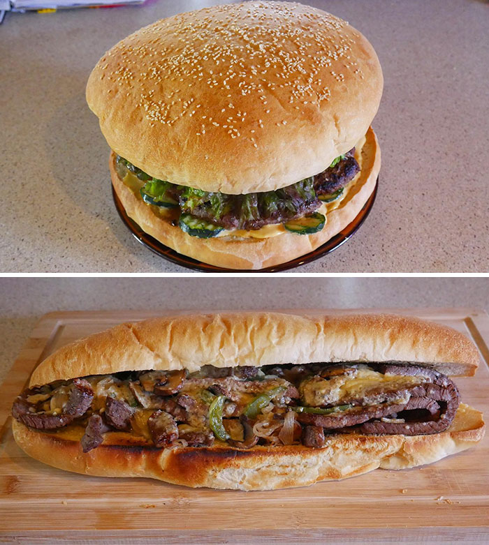 For Our Cheeky Thursday We Made A Super Size Burger. In Addition, We Made A Super Size Philly Cheese Steak (Nashville, TN)