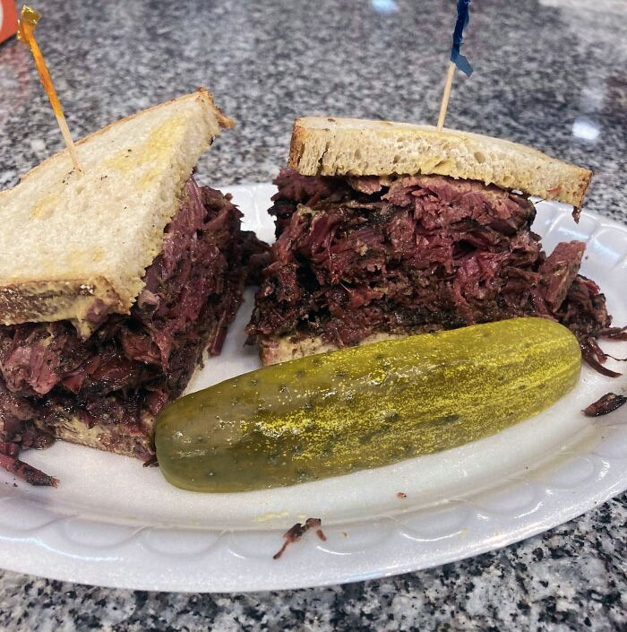 Pastrami On Rye With Mustard And A Pickle. From Hershel's East Side Deli In Reading Terminal Market, Philadelphia