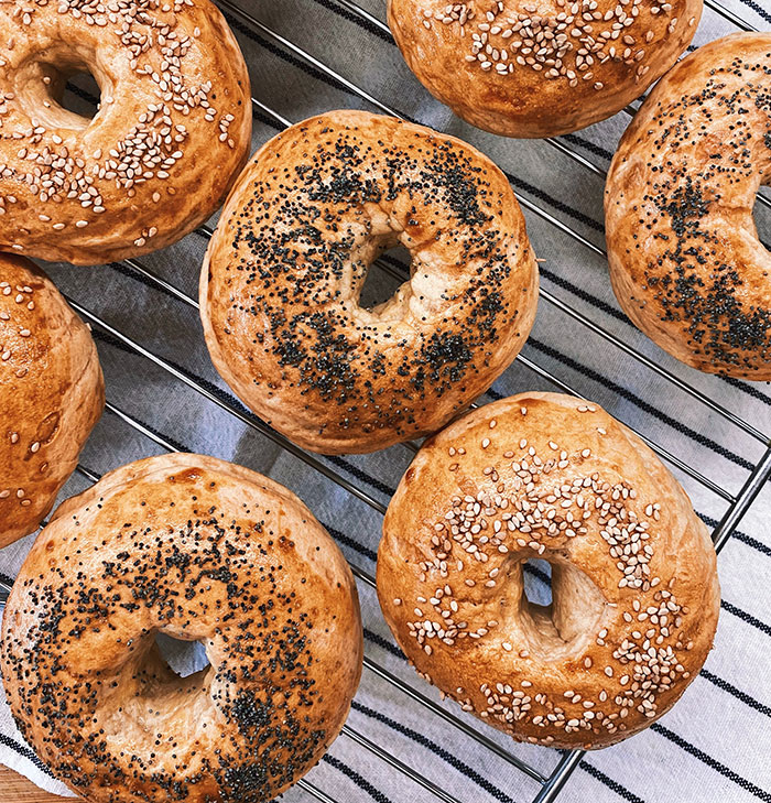 Picture of bagels in one place