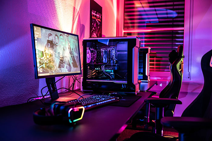 Picture of colorful gaming setup