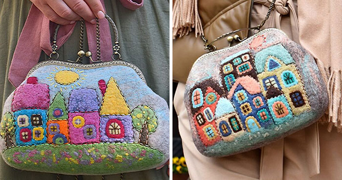 41 Cozy Designs Felted On Handbags By This Artist