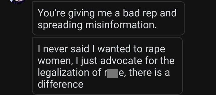 Rapist Teenage Incel Shorty After I Posted Earlier Screenshots Of Him. Nah, Dude, Nobody Believe You