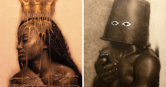 This Nigerian Artist Learned How To Paint With Fire And With Pyrography, He Creates Hyperrealistic Portraits (38 Pics)