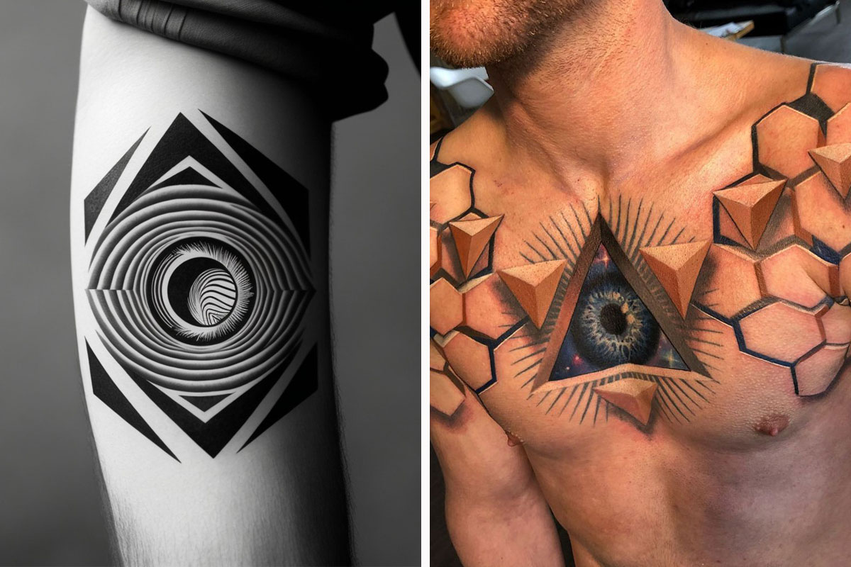 Optical illusion 3d tattoos for men