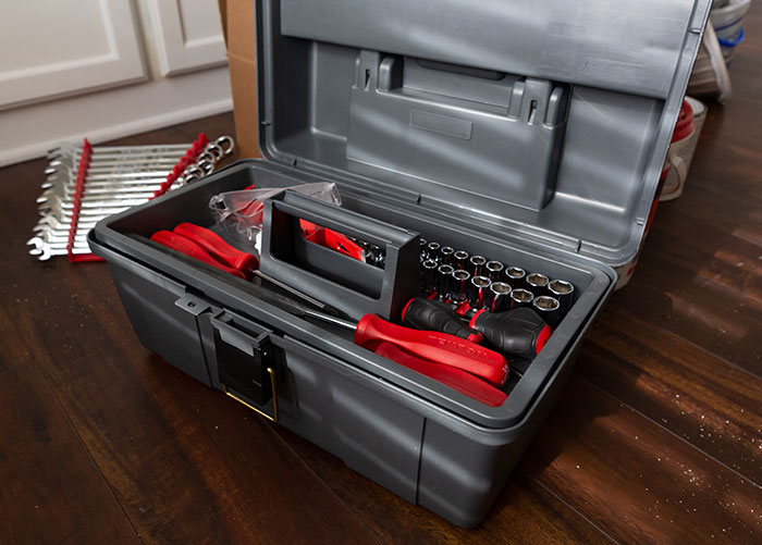 Picture of tool box with different kind of tools