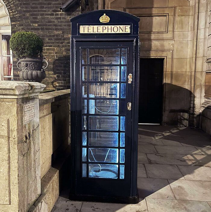 Blue Telephone Box In London