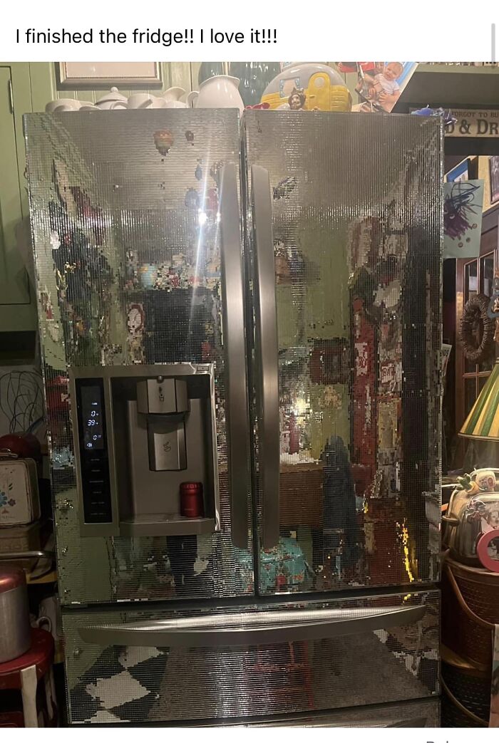 Found In A Random Group, When Your Disco Ball Isn’t Enough! Cover Your Fridge In Mirror Mosaic Tiles! Then Y’all Can Dance Your Hearts Out While Cooking