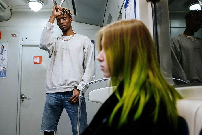 Man Looking At Woman In The Train 