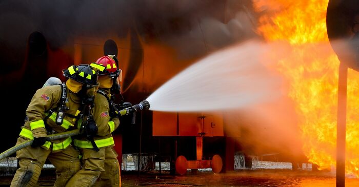 Fireman Extinguishing The Fire 