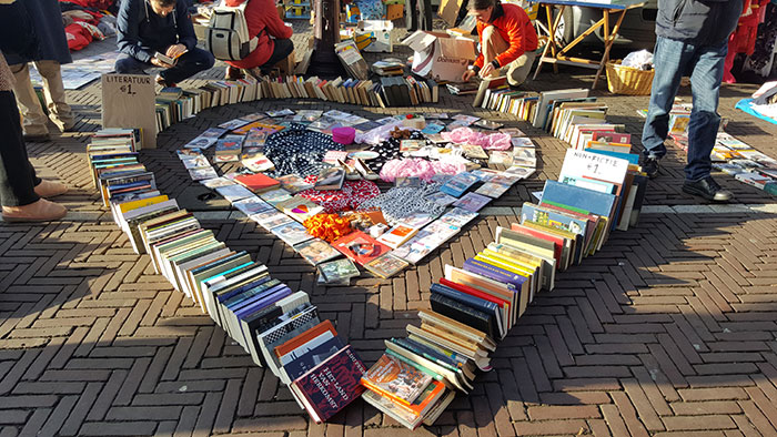 Heart shape made from books