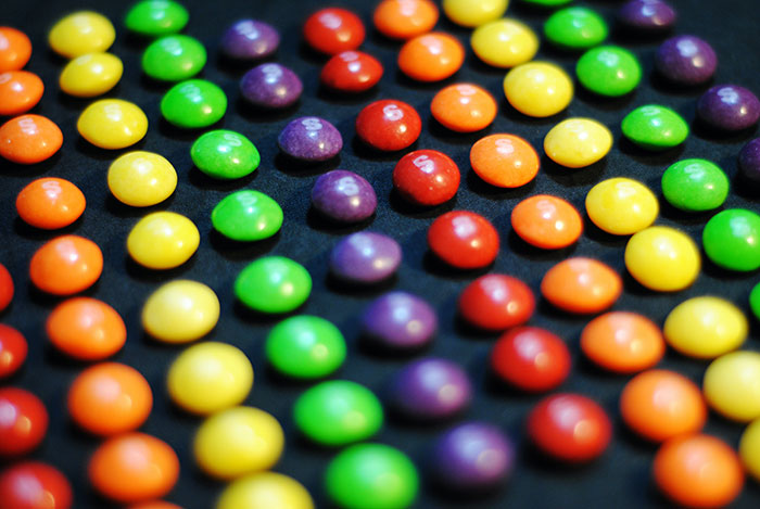 Different color skittles