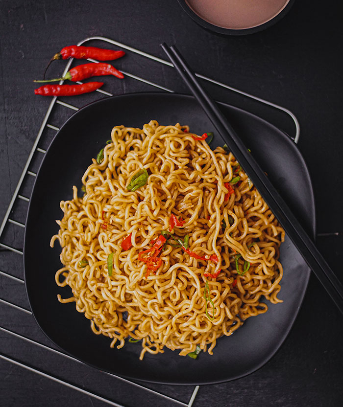 Ramen noodles in the bowl