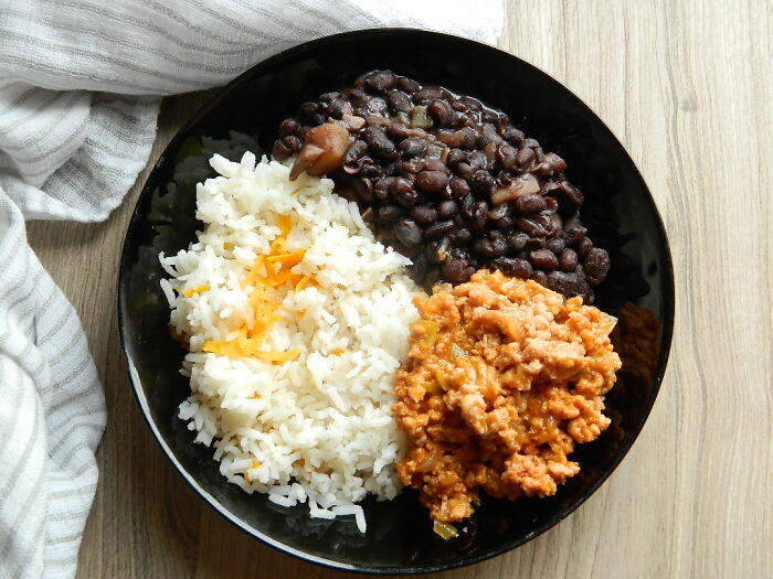 Frijoles With White Rice And Minced Meat From Cuba (Not My Photo)