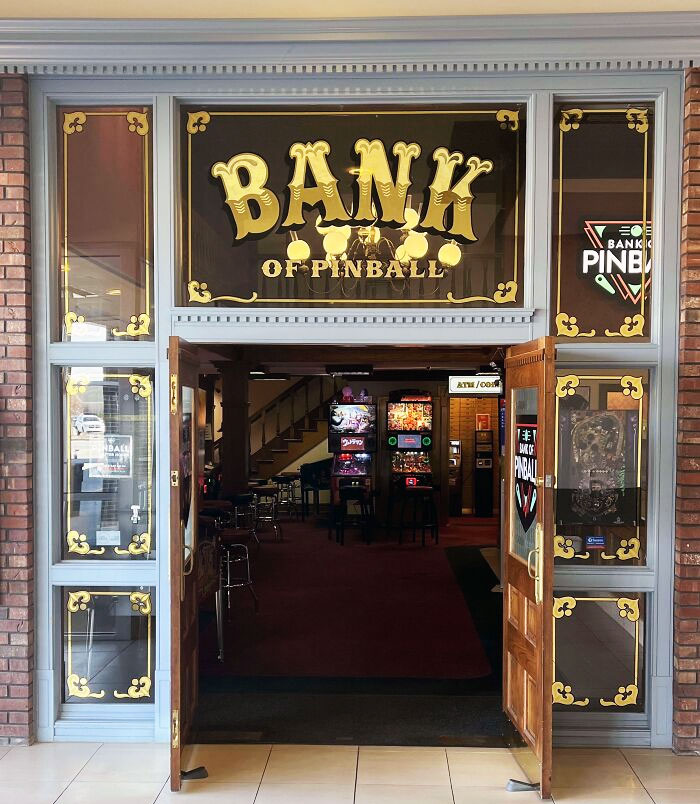 My Local Mall's Old-Timey Bank That Got Turned Into A Pinball Arcade