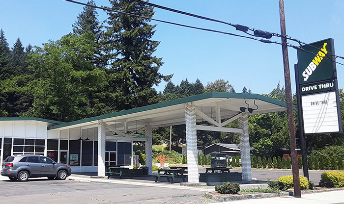 Old Gas Station Turned Into A Subway With Covered Seating