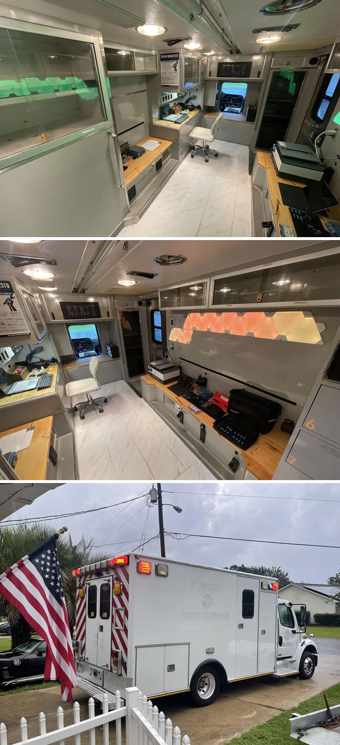 Converted A Retired Ambulance Into A Mobile Tech Repair Office