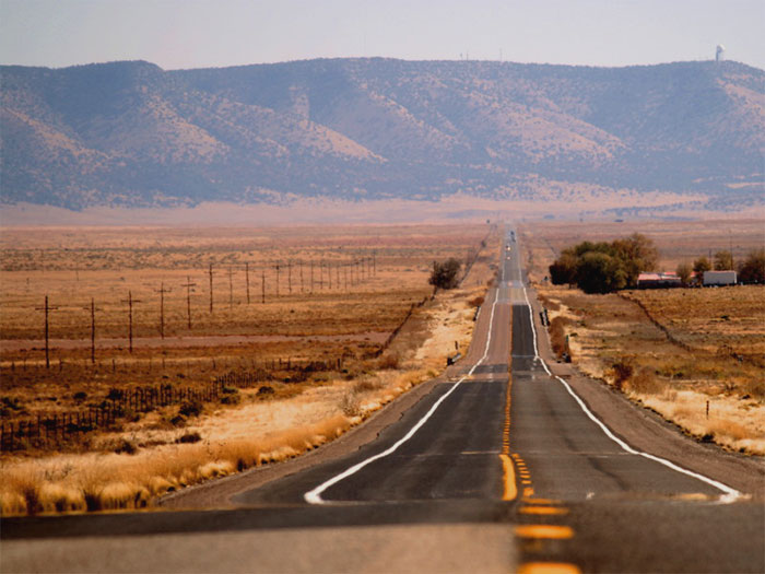 Picture of Route 66 road with mountains