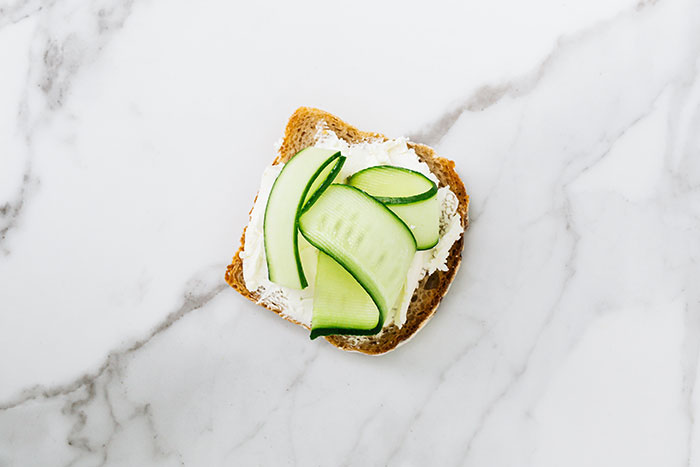 Bread With Sliced Cucumber and Cream