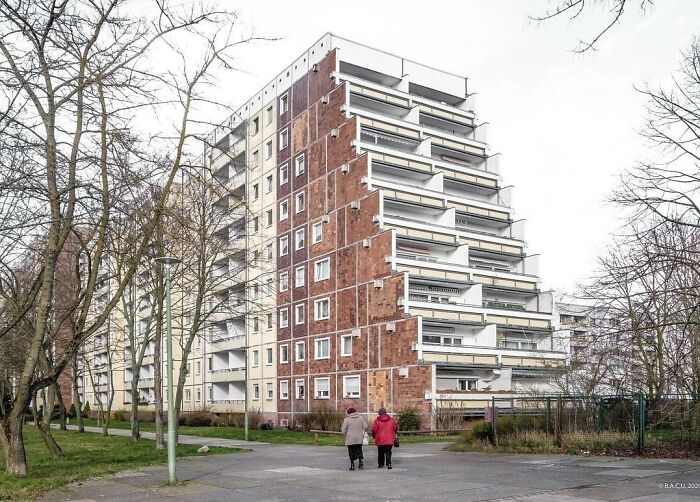 Terraced High-Rise Apartment Building In Kaulsdorf-Nord Residential Area Berlin, Germany Built In 1985