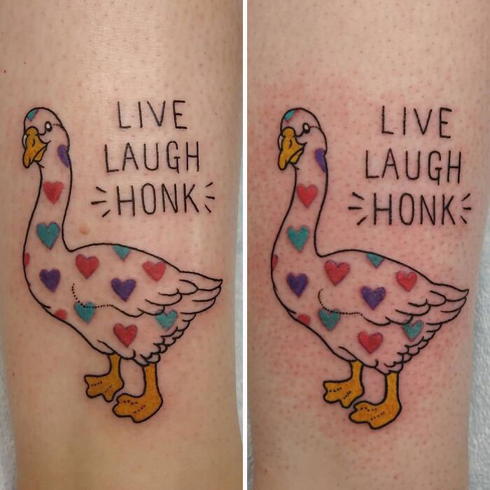 Funny colorful arm tattoo 