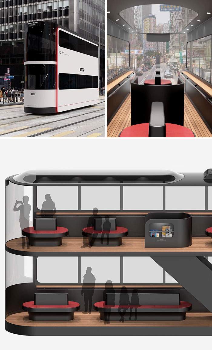 Island Is A Double-Decker Driverless Tram Designed By @pontidesignstudiohk For Hong Kong In The Post-Covid Era