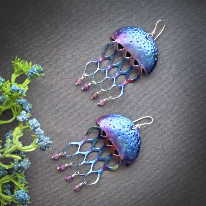 Jellyfish Earrings With Amethyst
