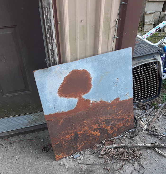 This Piece Of Metal At My Barn That Rusted Into A Nuclear Detonation