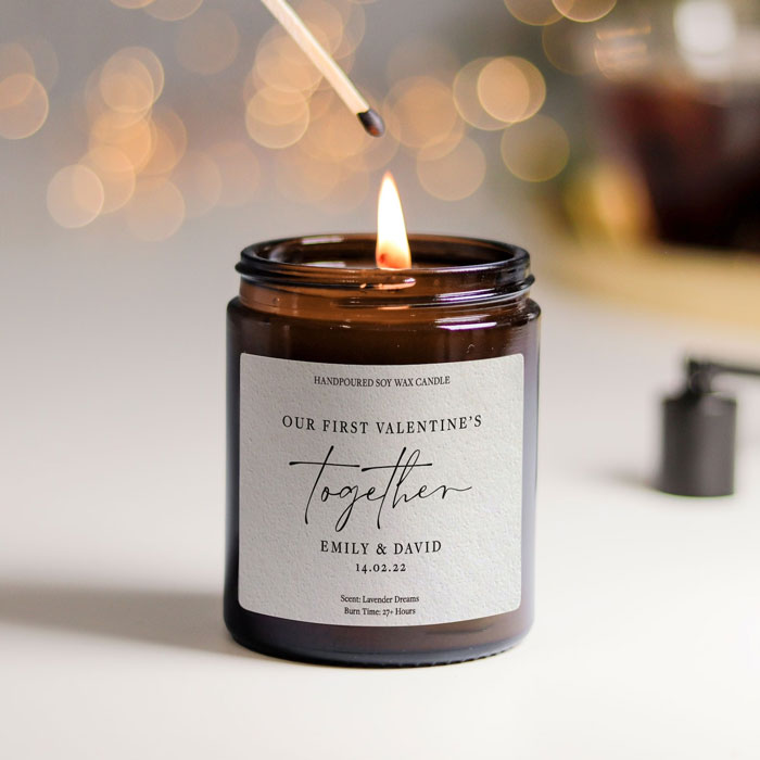Our First Valentines Together Day Gift For Him Or Her Candle