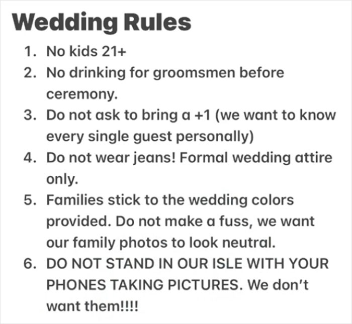 'No children under 21': Woman makes headlines as she shares 6 wedding rules