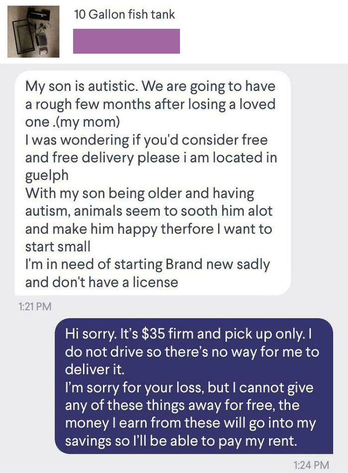 Choosing Beggar Wants A Fish Tank (With Everything Included) For Free