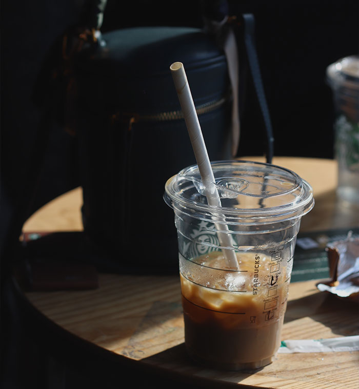 Paper straw in Starbucks coffee