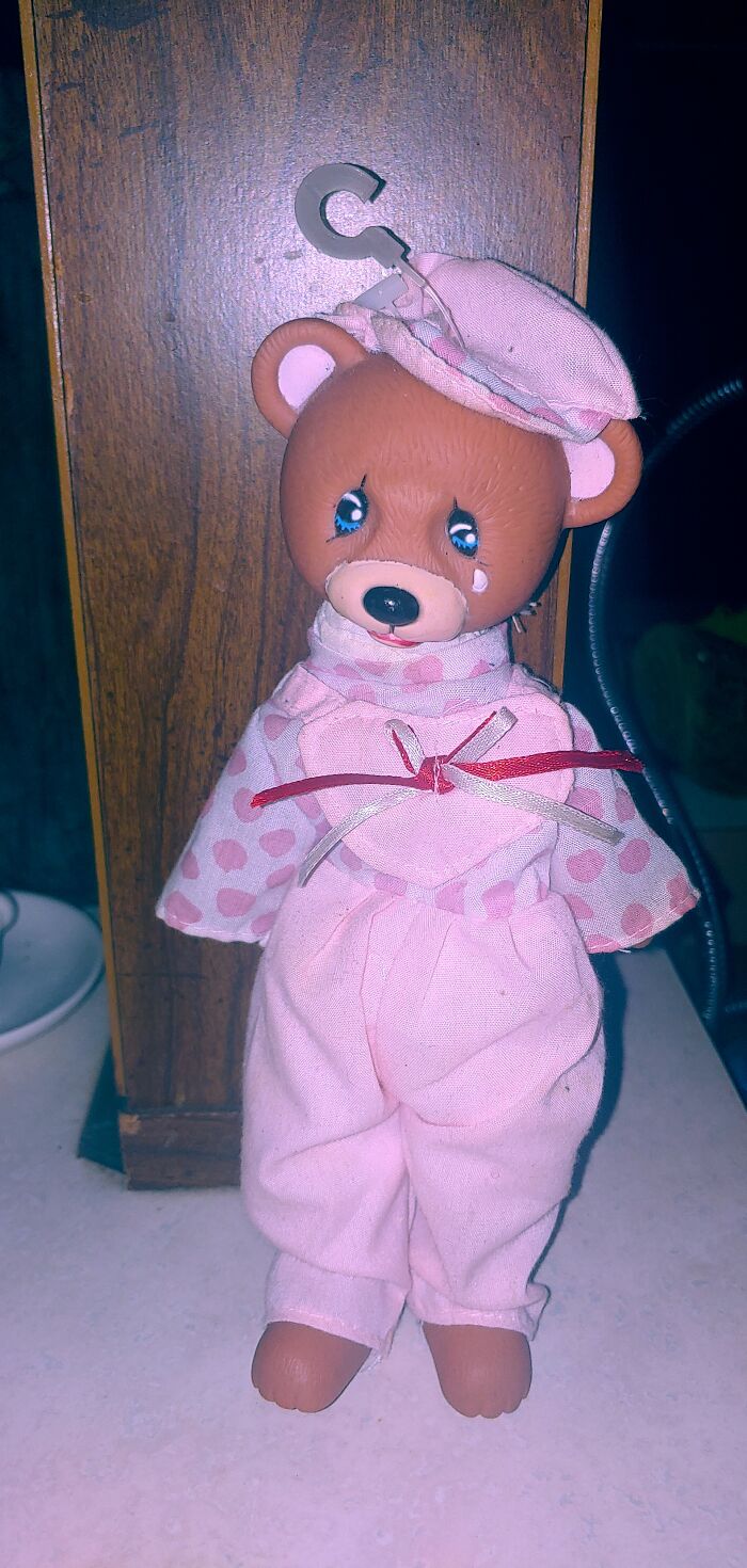 I Found This Creepy Sad Bear In The Toy Aisle At Some Dollar Store A While Back. Why Is The Bear Crying? I'm Pretty Sure It's A Cursed Object An Employee Left There By Accident
