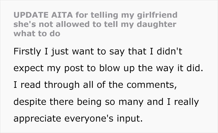 Man Asks Internet To Tell Him If He Is A Jerk For Telling Girlfriend Not To Regulate How His Daughter Looks Man Asks Internet To Tell Him If He Is A Jerk For Telling Girlfriend Not To Regulate How His Daughter Looks
