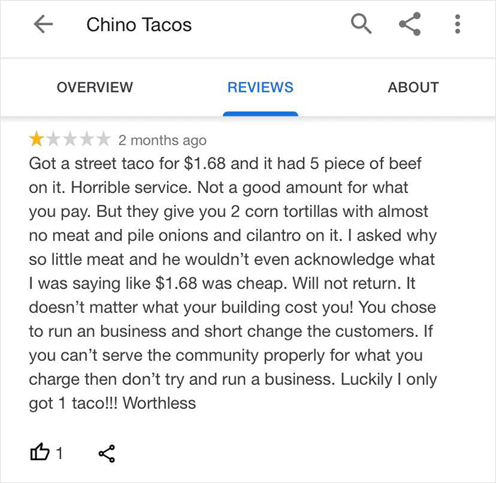 'You paid with a credit card': Restaurant owner applauds 1-star review that blew up taco prices