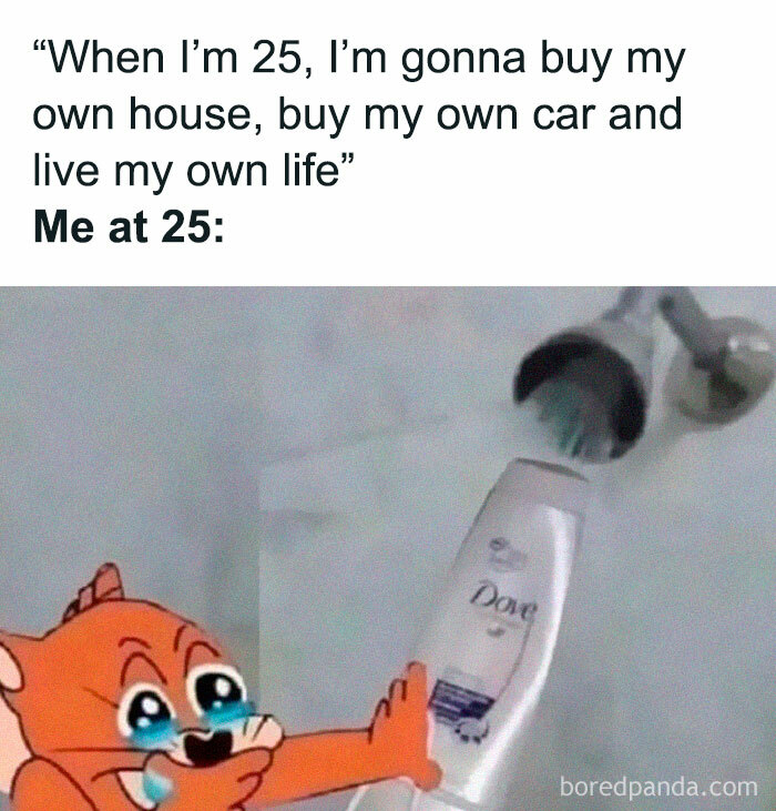 Cartoon character crying in shower, hugging shampoo bottle, illustrating challenges in finding a relationship.