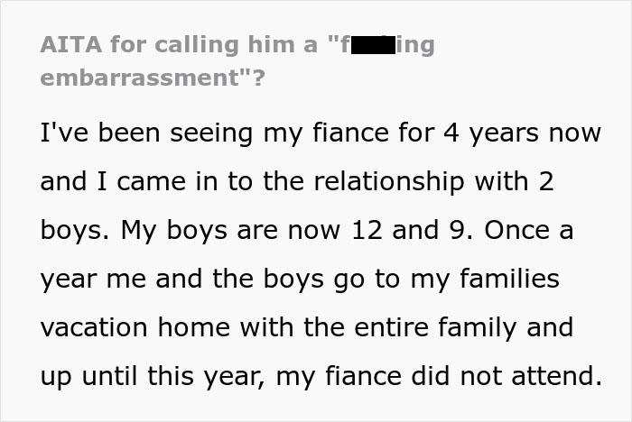 Woman Asks If She's A Jerk For Calling Her Fiancé An "Embarrassment" Because He Repeatedly Tried To Overstep Her Boundaries During A Getaway With Her Family